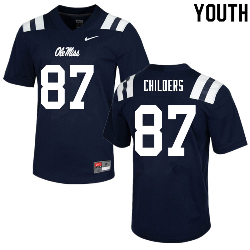Garrett Childers Ole Miss Rebels NCAA Youth Navy #87 Stitched Limited College Football Jersey DCF2858HF